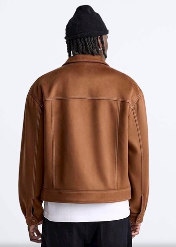 Erkek Kahverengi Süet Bol Kesim Ceket - Görsel 3