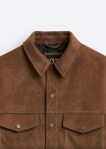 Erkek Kahverengi Süet Bol Kesim Ceket - Görsel 8