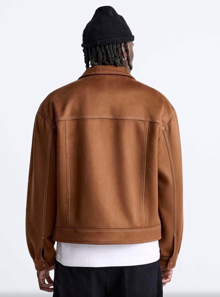 Erkek Kahverengi Süet Bol Kesim Ceket - Görsel 3