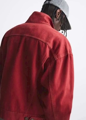 Kırmızı Oversize Denim Ceket zara - Görsel 6