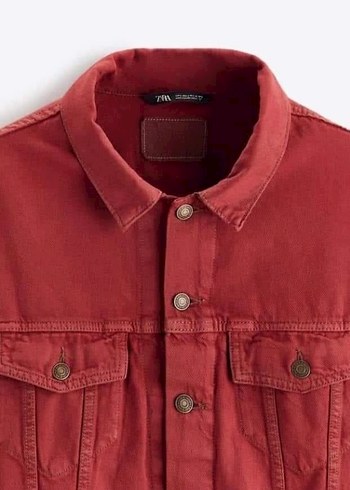 Kırmızı Oversize Denim Ceket zara - Görsel 9