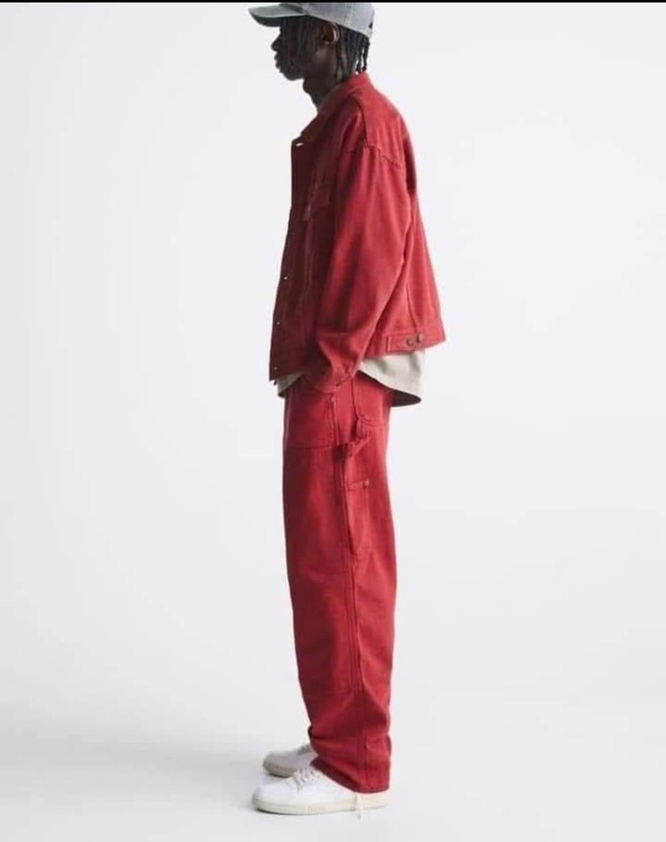 Kırmızı Oversize Denim Ceket zara - Görsel 4