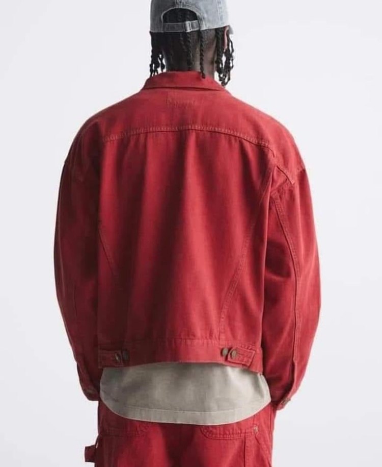 Kırmızı Oversize Denim Ceket zara - Görsel 3