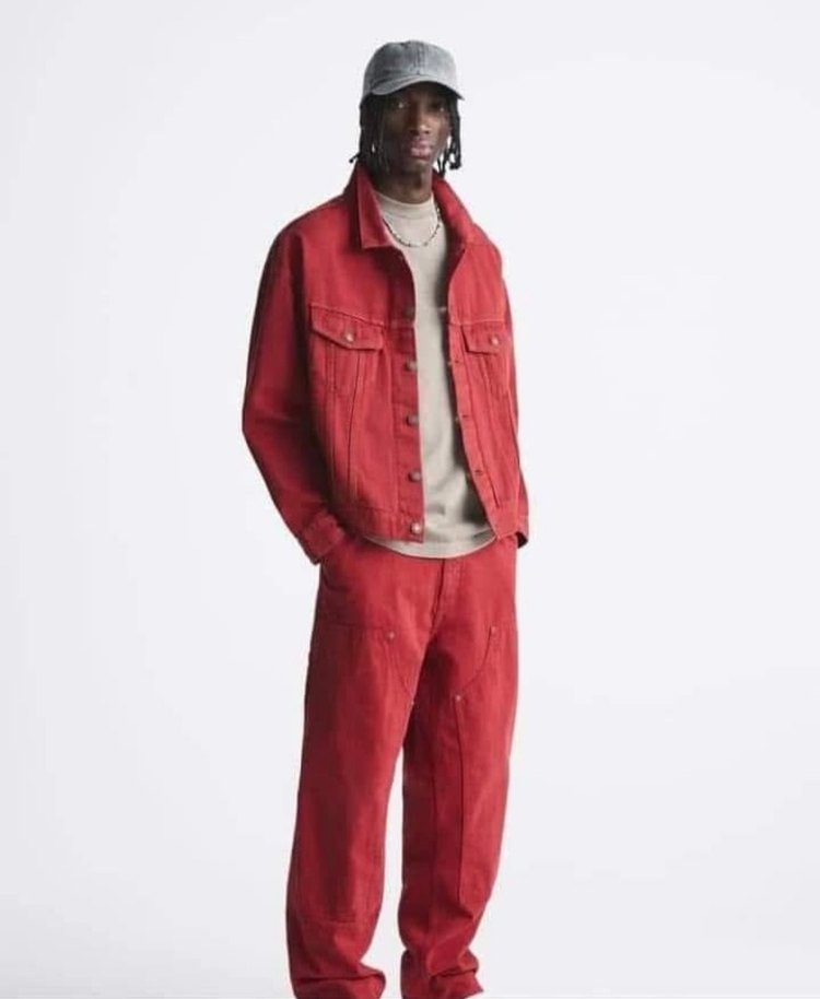 Kırmızı Oversize Denim Ceket zara - Görsel 2