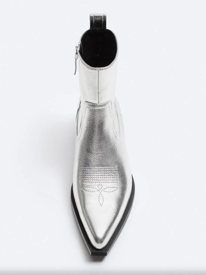 Gri Metalik Yılan Desenli Stiletto Bot - Görsel 5