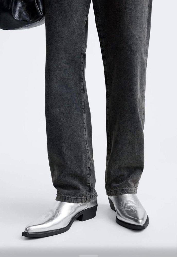 Gri Metalik Yılan Desenli Stiletto Bot - Görsel 2