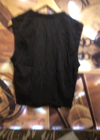 Düğmeli Siyah Kolsuz pamuklu Yelek - Görsel 5