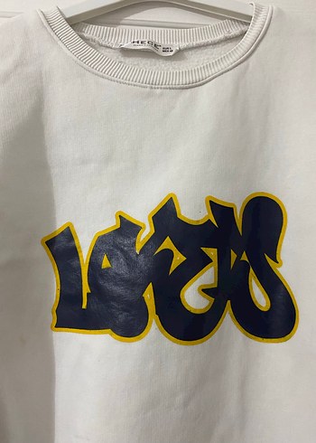 l Beden beyaz Renk Beyaz Baskılı Mini Sweatshirt DEFOSUZ
