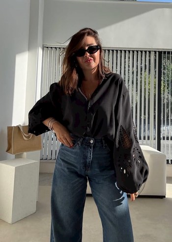 Beymen Club Mavi Nakışlı V Yaka Gömlek - Görsel 7