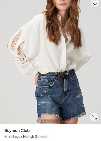 Beymen Club Mavi Nakışlı V Yaka Gömlek - Görsel 4