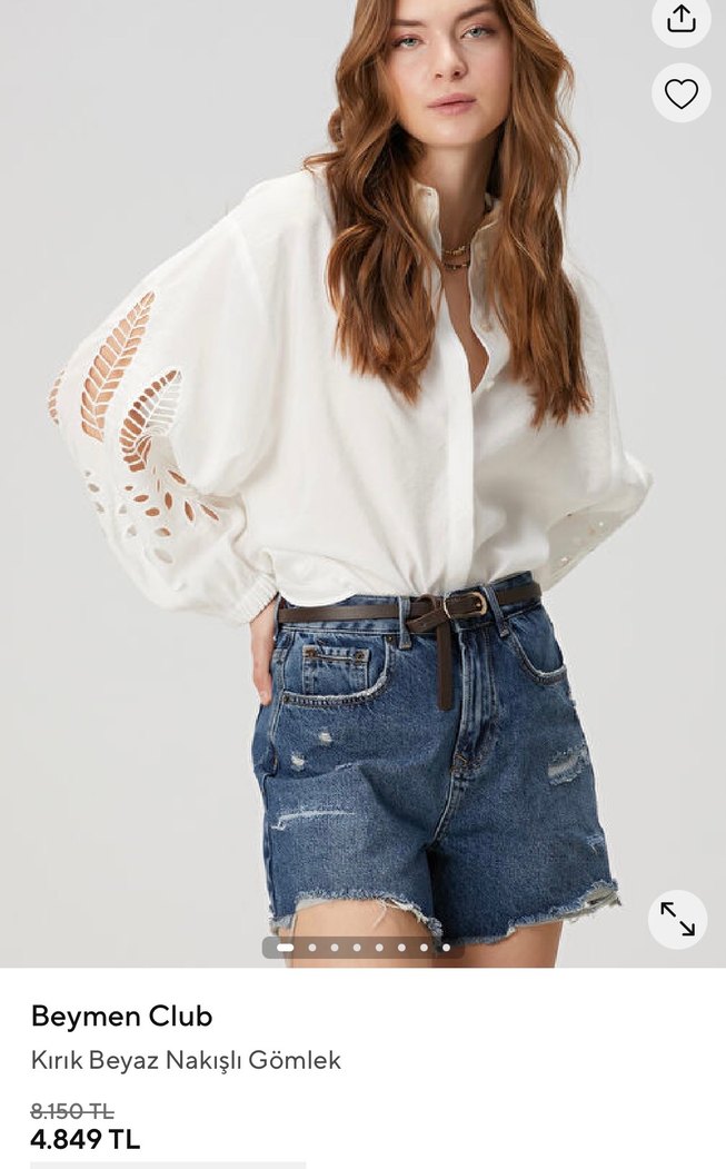 Beymen Club Mavi Nakışlı V Yaka Gömlek - Görsel 4