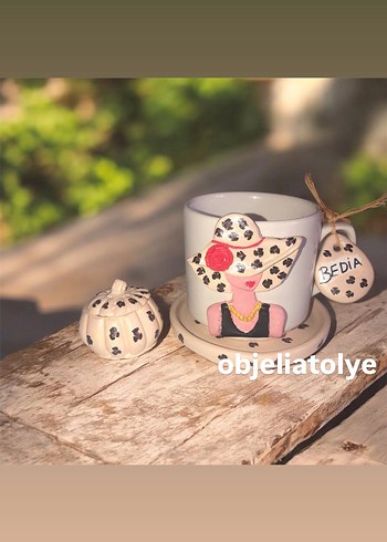 Kahve fincanı set Beyaz Desenli Seramik Bardak Seti - Görsel 6