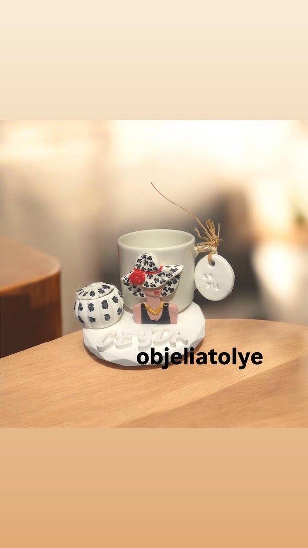 Kahve fincanı set Beyaz Desenli Seramik Bardak Seti - Görsel 2