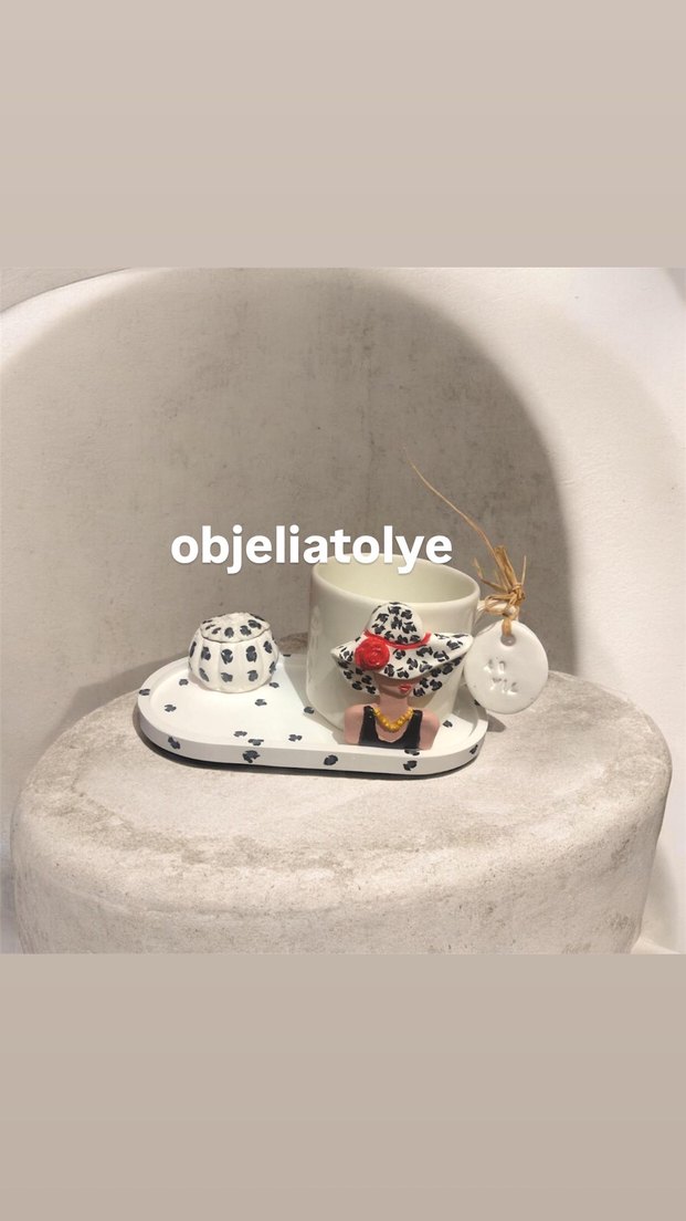 Kahve fincanı set Beyaz Desenli Seramik Bardak Seti - Görsel 3