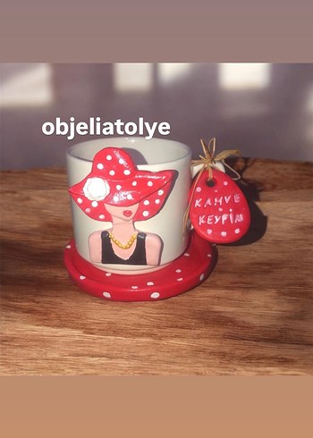 Kahve fincanı set Beyaz Pastel Figürlü Seramik Fincan - Görsel 17