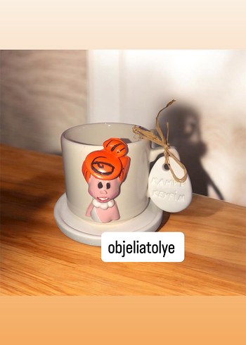 Kahve fincan Kahverengi Kadın Figürlü Fincan - Görsel 12