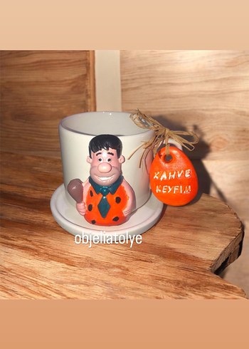 Kaplı kadın fincan Kahverengi Figürlü Seramik Fincan - Görsel 6