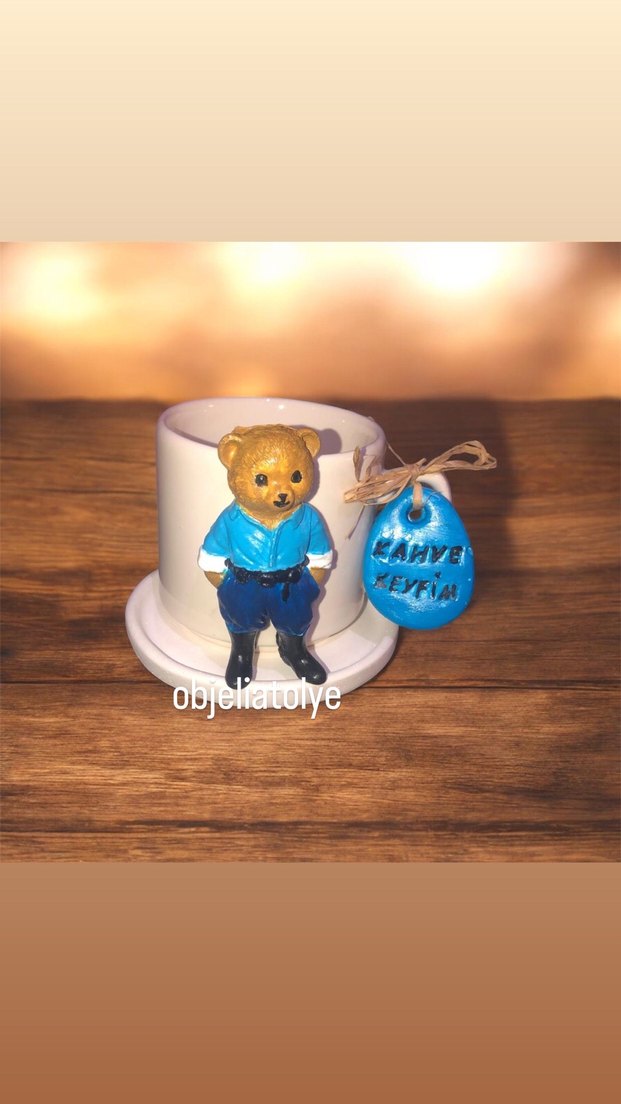 Kaplı kadın fincan Kahverengi Figürlü Seramik Fincan - Görsel 4