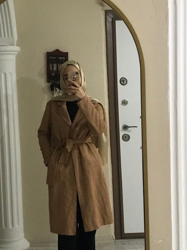 Bej Süet Midi Trençkot - Görsel 4