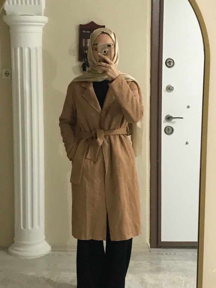 Bej Süet Midi Trençkot - Görsel 2