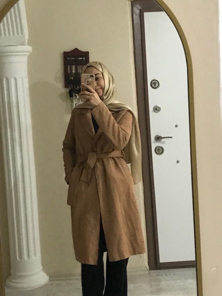 Bej Süet Midi Trençkot - Görsel 3