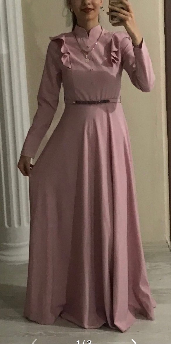 Pembe Uzun Salaş Kadın Elbise - Görsel 2