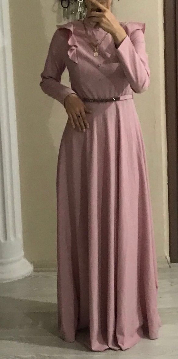 Pembe Uzun Salaş Kadın Elbise - Görsel 3
