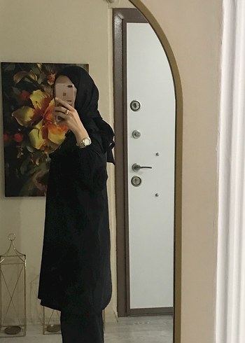 Siyah Midi Kadın Gömlek tesettür - Görsel 3