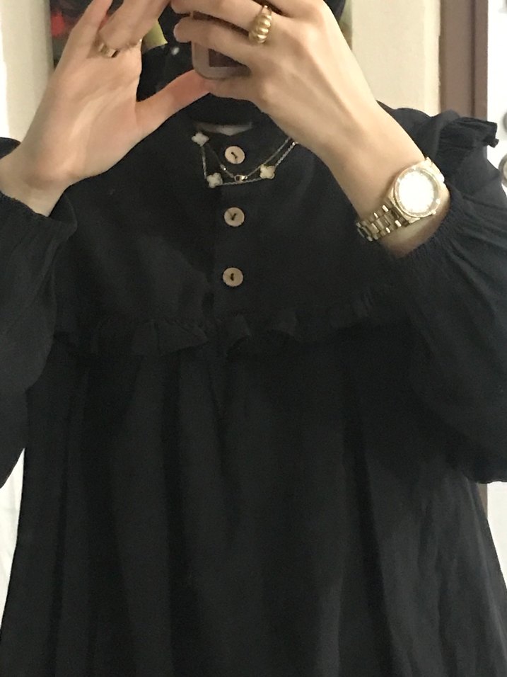 Siyah Midi Kadın Gömlek tesettür - Görsel 4