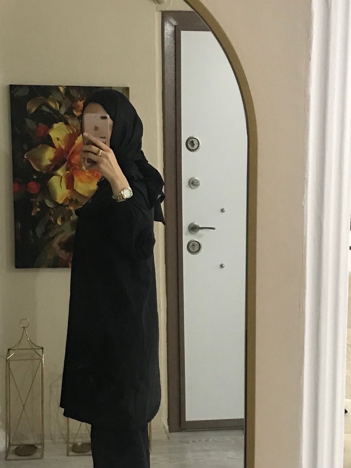 Siyah Midi Kadın Gömlek tesettür - Görsel 3