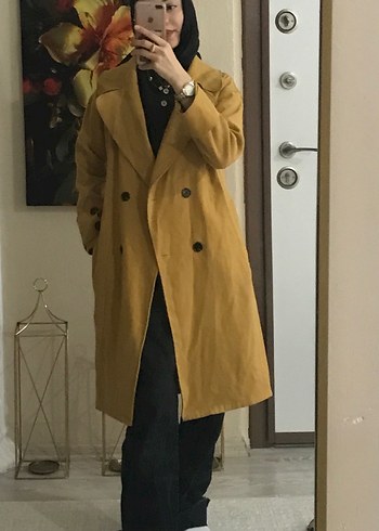 sarı Renkli Midi Boy Kadın Kaban - Görsel 2