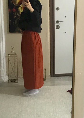 Kadın Kahverengi Piliseli Midi Etek - Görsel 3