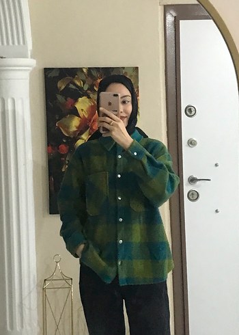 Yeşil Desenli oduncu gömleği Boğazlı - Görsel 2