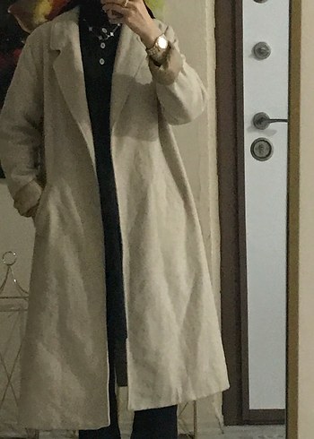 Bej Midi Kadın Kaban - Görsel 4