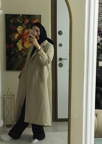 Bej Midi Kadın Kaban - Görsel 2