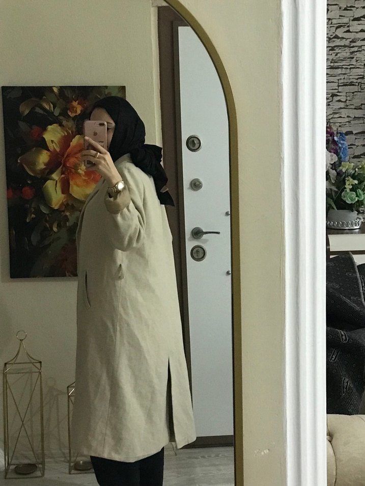 Bej Midi Kadın Kaban - Görsel 3