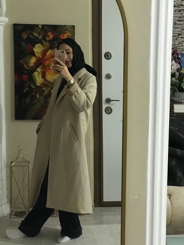 Bej Midi Kadın Kaban - Görsel 2