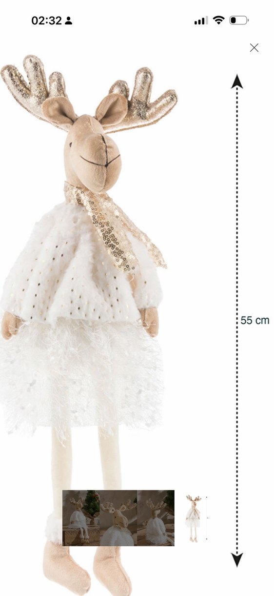 Beyaz Peluş Geyik Figürin - Görsel 2