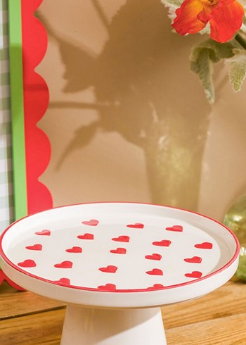 Kırmızı Puantiyeli Ayaklı Tabak 20 cm - Görsel 2