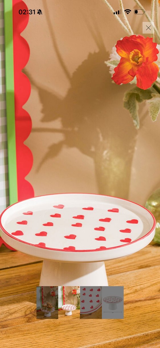 Kırmızı Puantiyeli Ayaklı Tabak 20 cm - Görsel 2