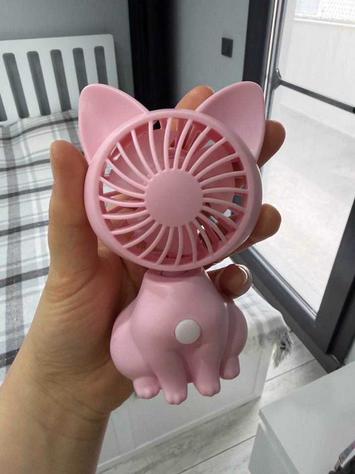 Pembe Kedi Figürlü Masaüstü Vantilatör - Görsel 3