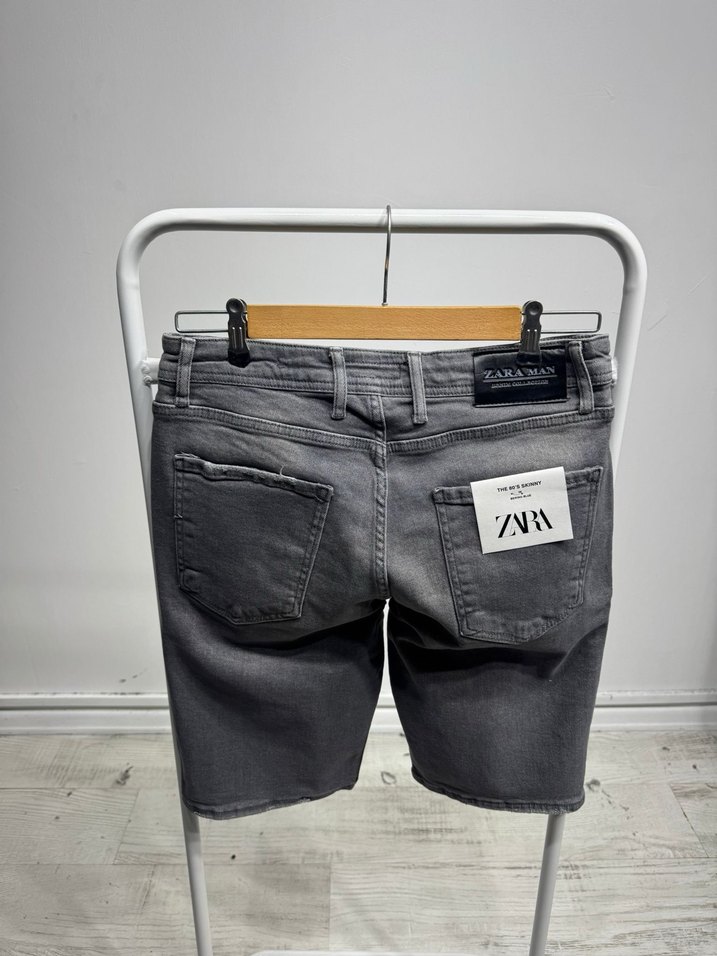 Gri Erkek Denim Şort - Rahat Kesim - Görsel 2