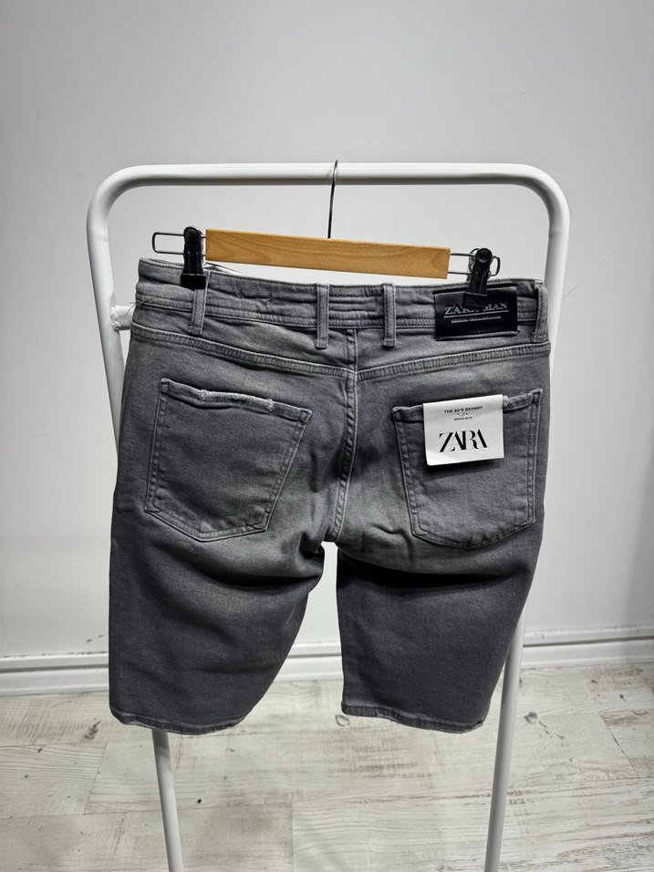 Gri Erkek Kot Şort Bol Kesim - Görsel 2