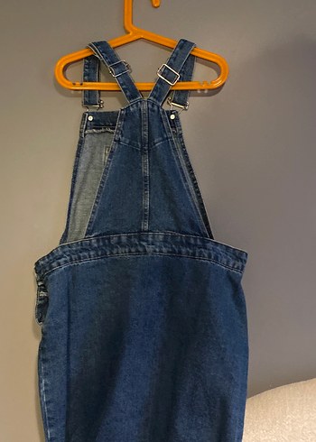 Kadın Lacivert Denim Askılı Midi Tulum elbise - Görsel 2