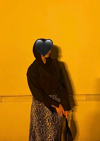 Gri Zebra Desenli Pilili Uzun Kadın Etek - Görsel 2