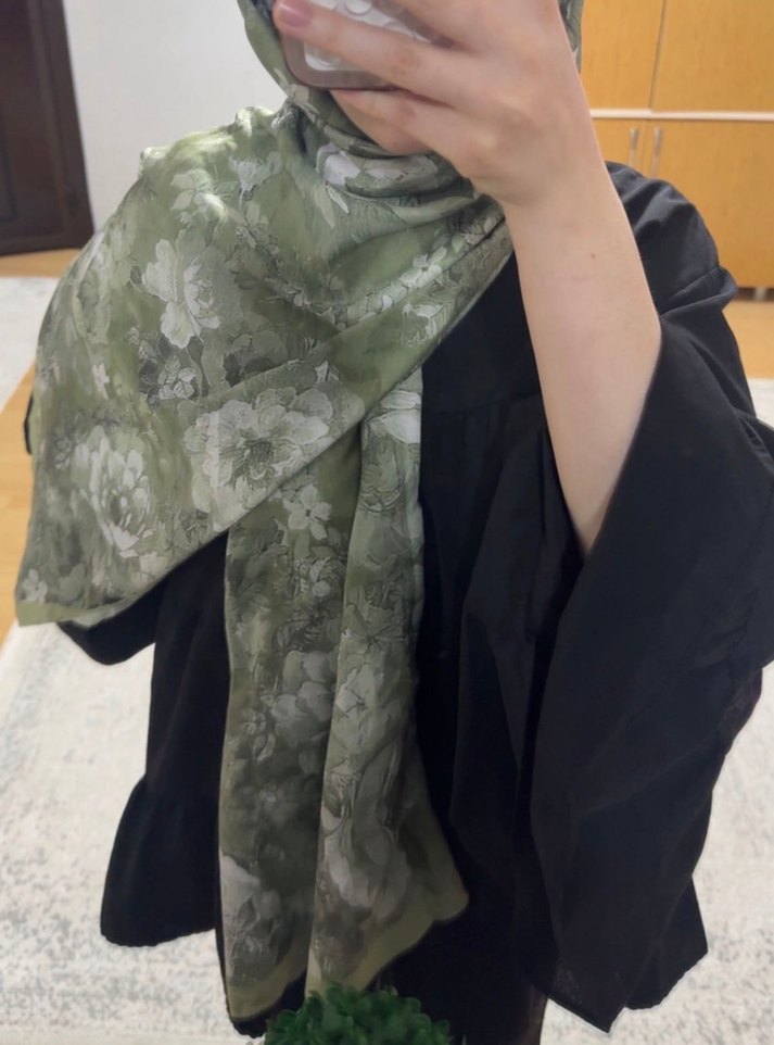 Kadın Bohem Tarzı Haki Drapeli Şal - Görsel 2