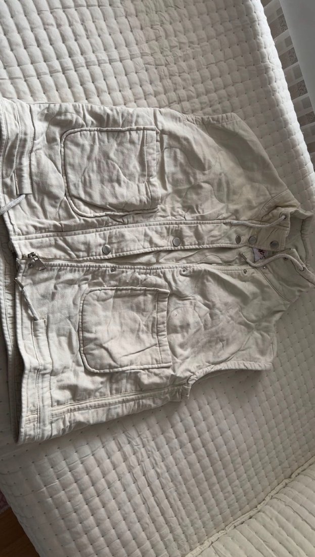 Düğmeli Keten Gri Kadın Yelek - Görsel 3