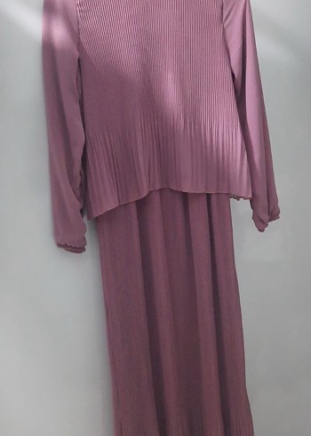 Uzun Kollu Mor Piliseli Uzun Elbise - Görsel 2