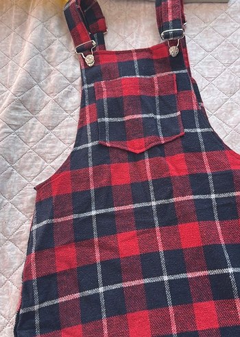 Kadın Kırmızı Ekoseli Kısa elbise - Görsel 2