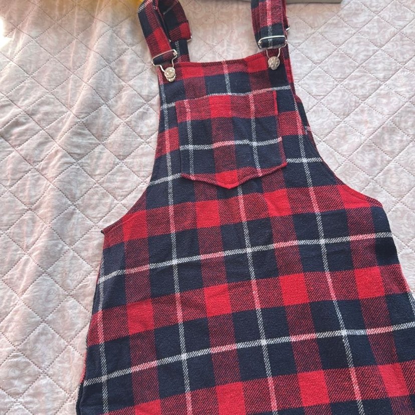 Kadın Kırmızı Ekoseli Kısa elbise - Görsel 2